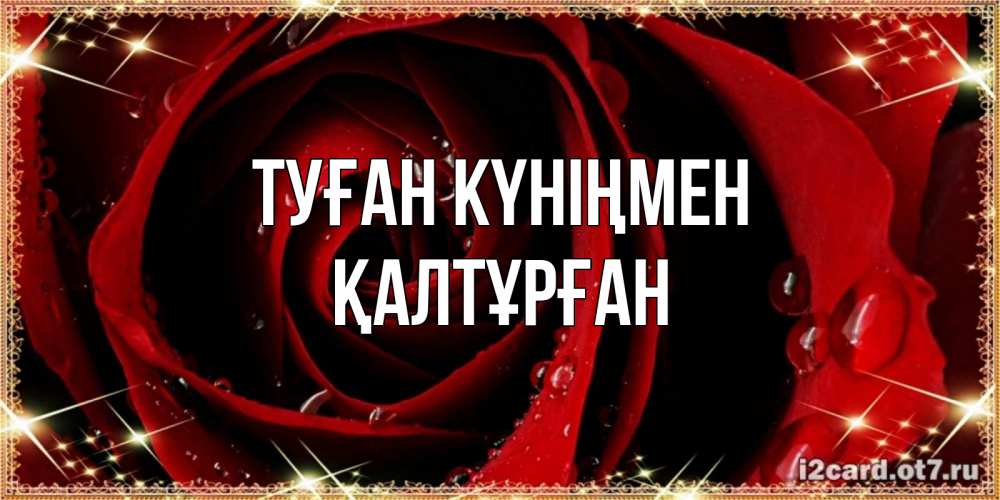 Күн сайын ашық хат с именем, ҚАЛТҰРҒАН Туған күніңмен цветок в росе на день рождения Онлайн тегін жүктеп алу тілектері бар керемет карта 