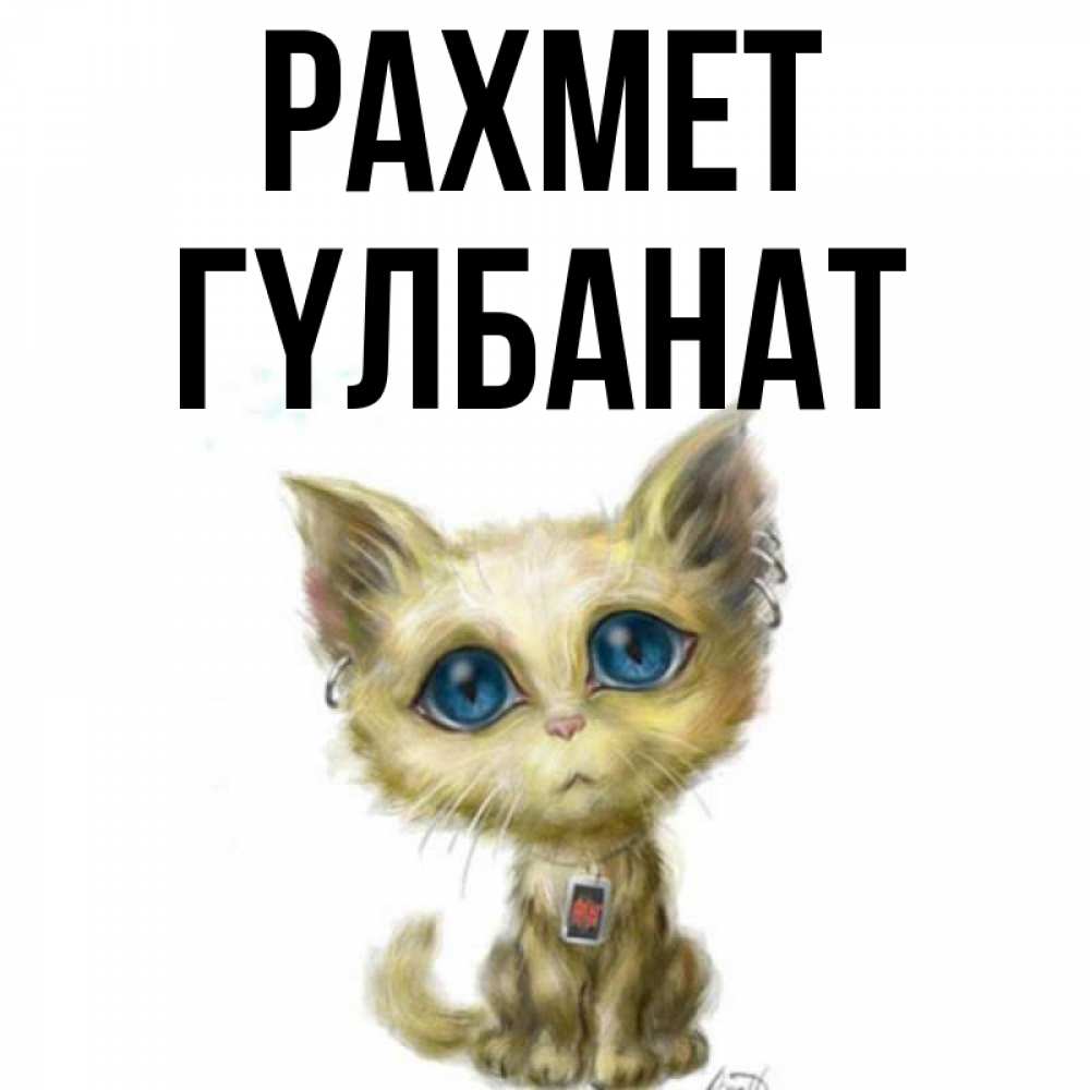 Күн сайын ашық хат с именем, ГҮЛБАНАТ рахмет рисованный кот благодарит вас Онлайн тегін жүктеп алу тілектері бар керемет карта 