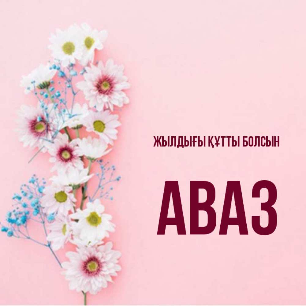 Күн сайын ашық хат с именем, Аваз Жылдығы құтты болсын Родная моя с днем рождения тебя картинка с цветами белыми и голубыми Онлайн тегін жүктеп алу тілектері бар керемет карта 