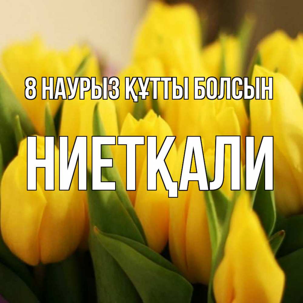 Күн сайын ашық хат с именем, НИЕТҚАЛИ 8 наурыз құтты болсын цветы Онлайн тегін жүктеп алу тілектері бар керемет карта 