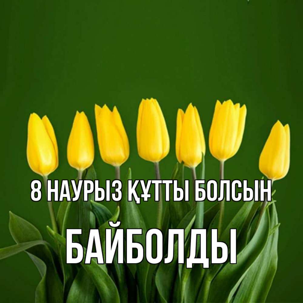 Күн сайын ашық хат с именем, Байболды 8 наурыз құтты болсын желтого цвета 3 Онлайн тегін жүктеп алу тілектері бар керемет карта 