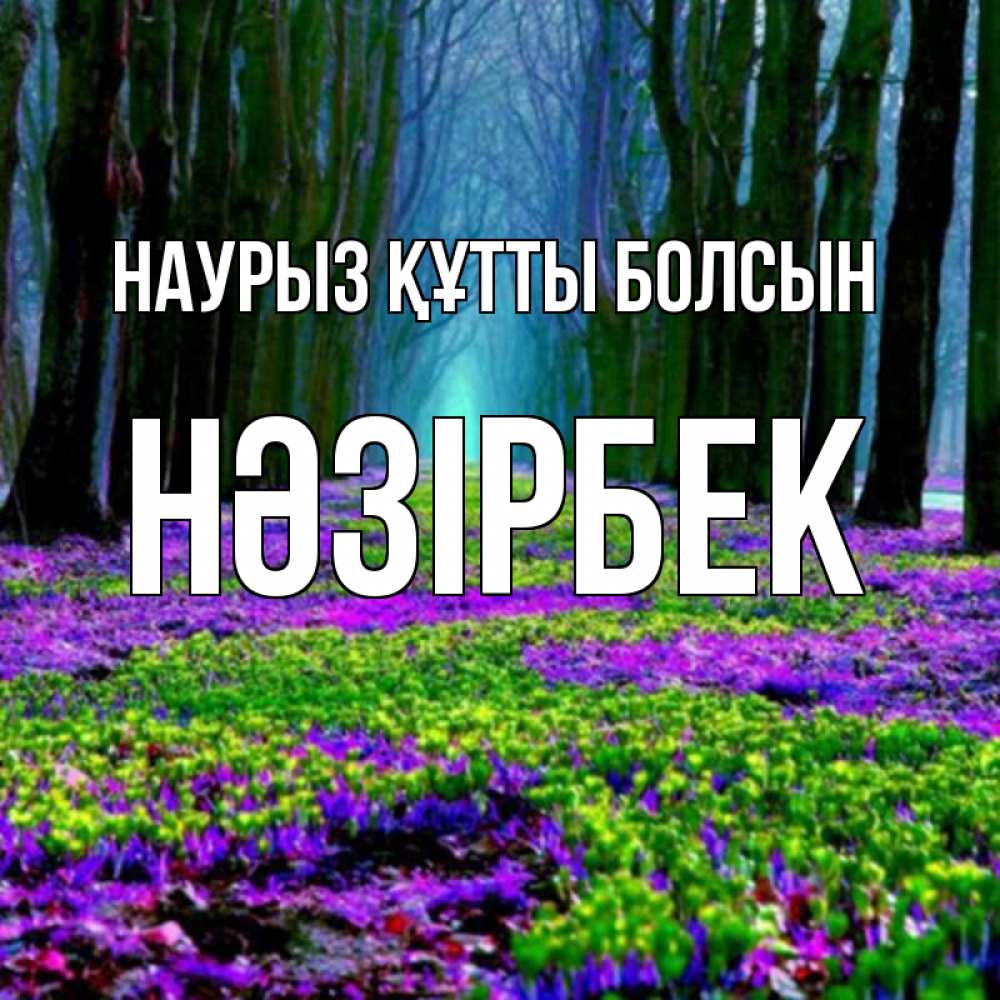Күн сайын ашық хат с именем, НӘЗІРБЕК Наурыз құтты болсын фиолетовые цветы в лесу 1 Онлайн тегін жүктеп алу тілектері бар керемет карта 