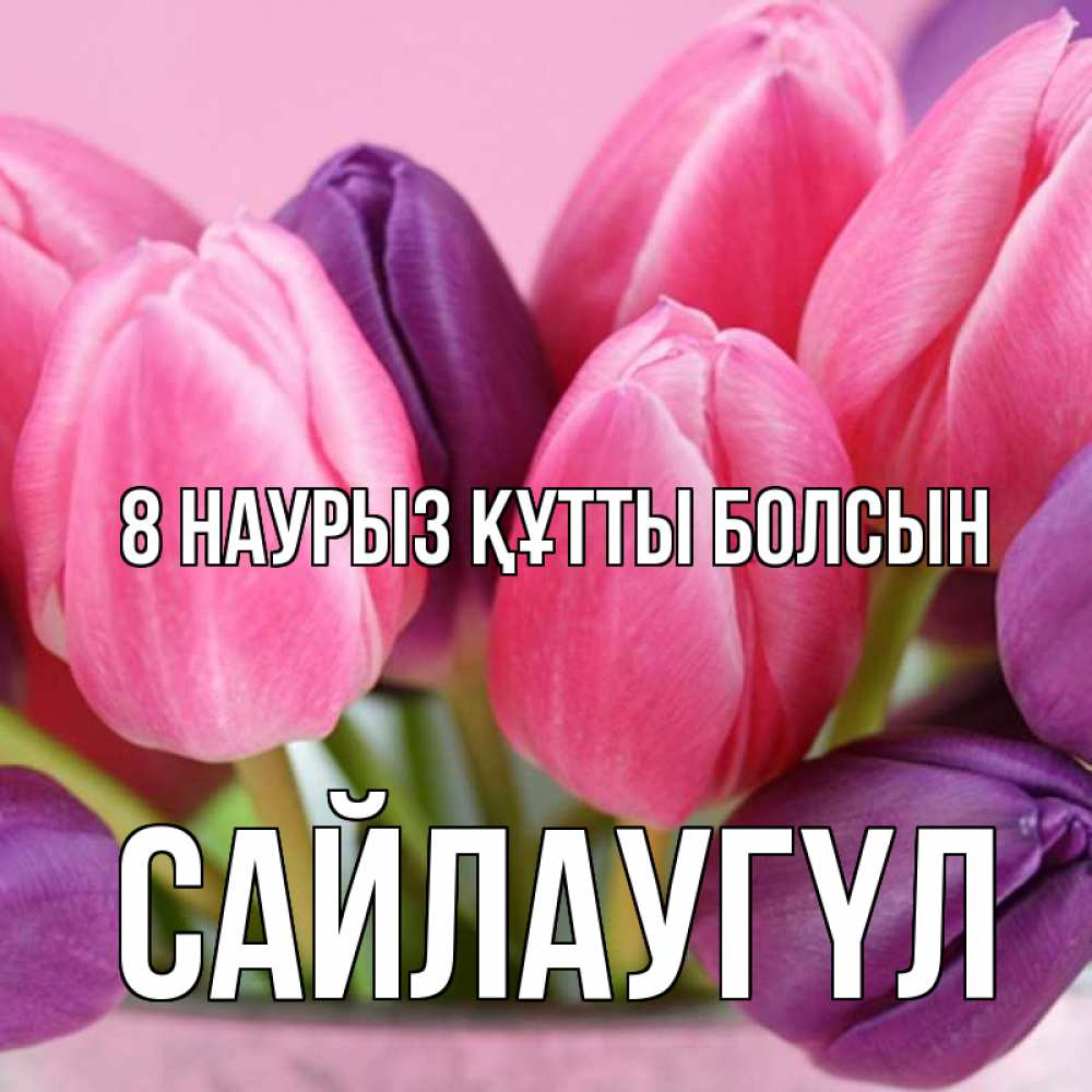 Күн сайын ашық хат с именем, САЙЛАУГҮЛ 8 наурыз құтты болсын маме 1 Онлайн тегін жүктеп алу тілектері бар керемет карта 