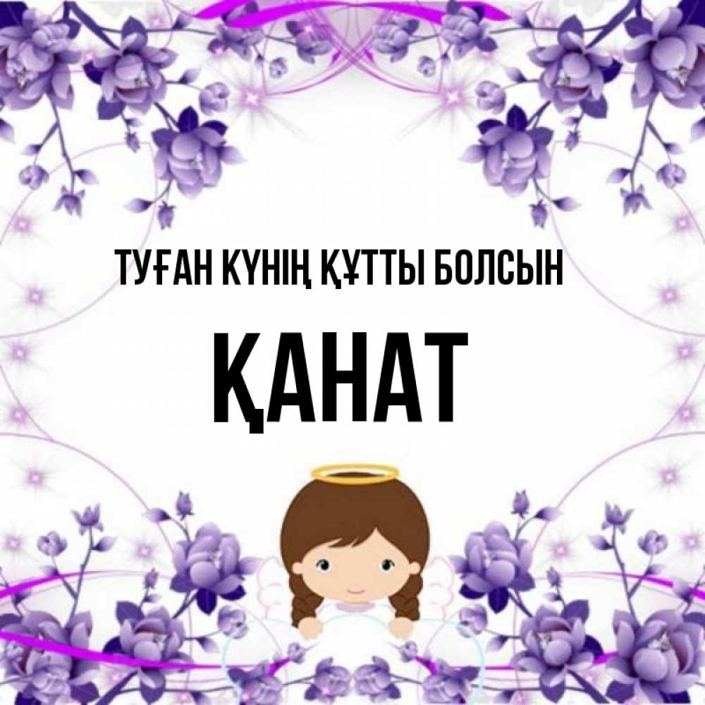 Күн сайын ашық хат с именем, Қанат Туған күнің құтты болсын с именинами в рамочке Онлайн тегін жүктеп алу тілектері бар керемет карта 