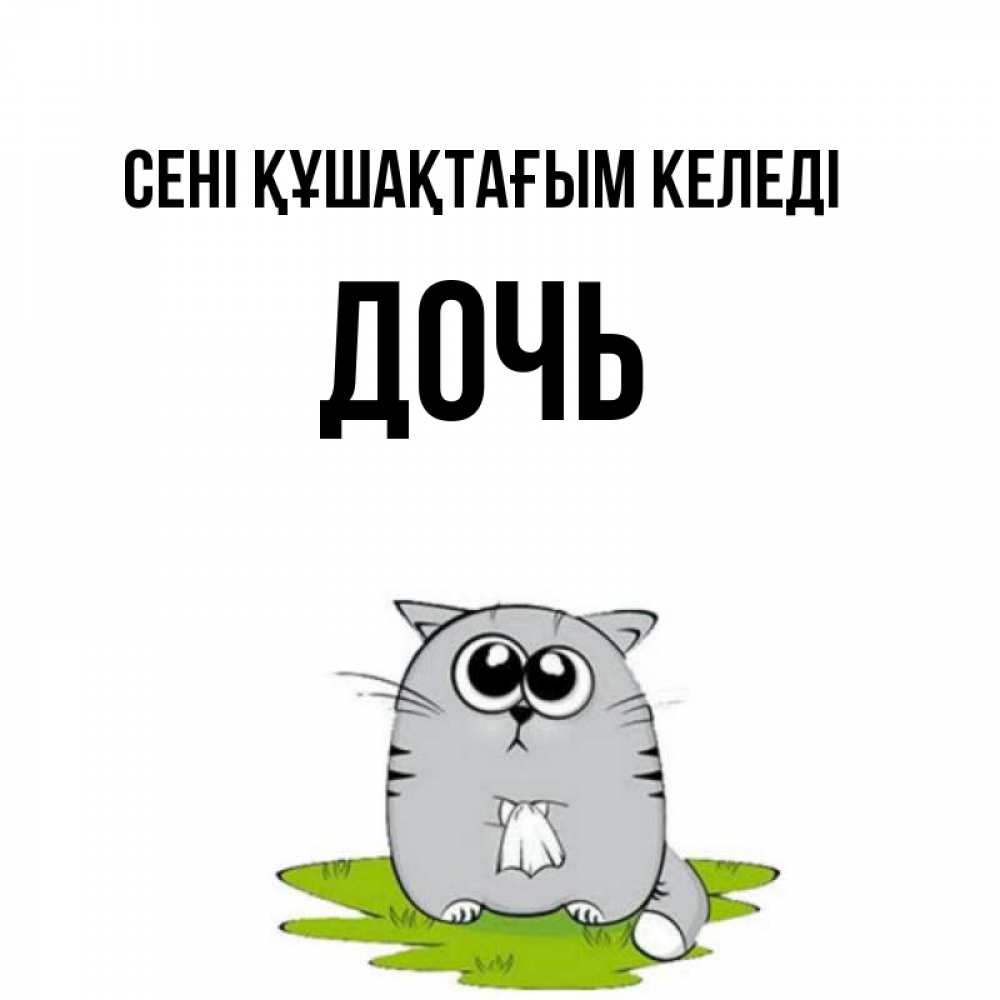 Күн сайын ашық хат с именем, Дочь сені құшақтағым келеді котик теребит платочек сидя на травке Онлайн тегін жүктеп алу тілектері бар керемет карта 