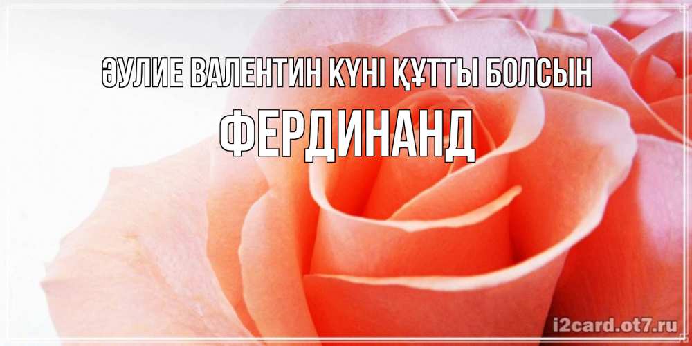 Күн сайын ашық хат с именем, Фердинанд Әулие Валентин күні құтты болсын открытка на день Святого Валентина с розовой розой Онлайн тегін жүктеп алу тілектері бар керемет карта 