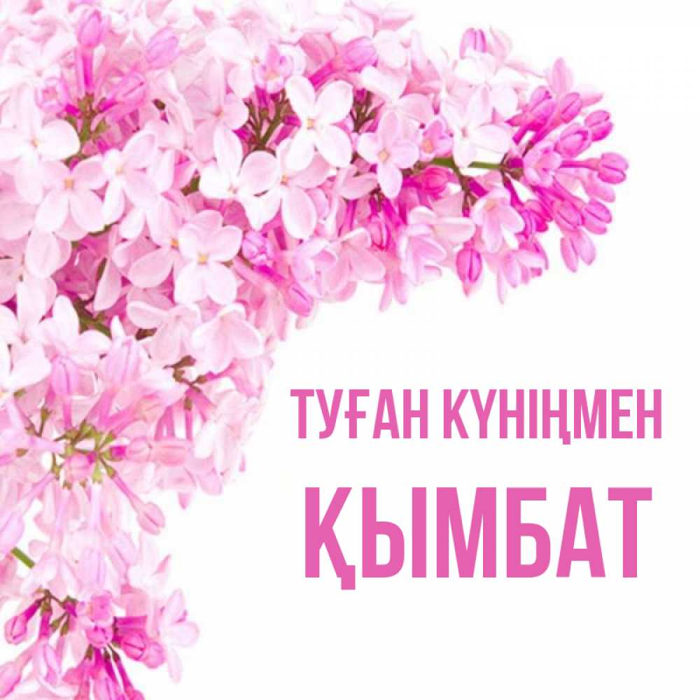 Күн сайын ашық хат с именем, ҚЫМБАТ Туған күніңмен Сирень на белом фоне Онлайн тегін жүктеп алу тілектері бар керемет карта 