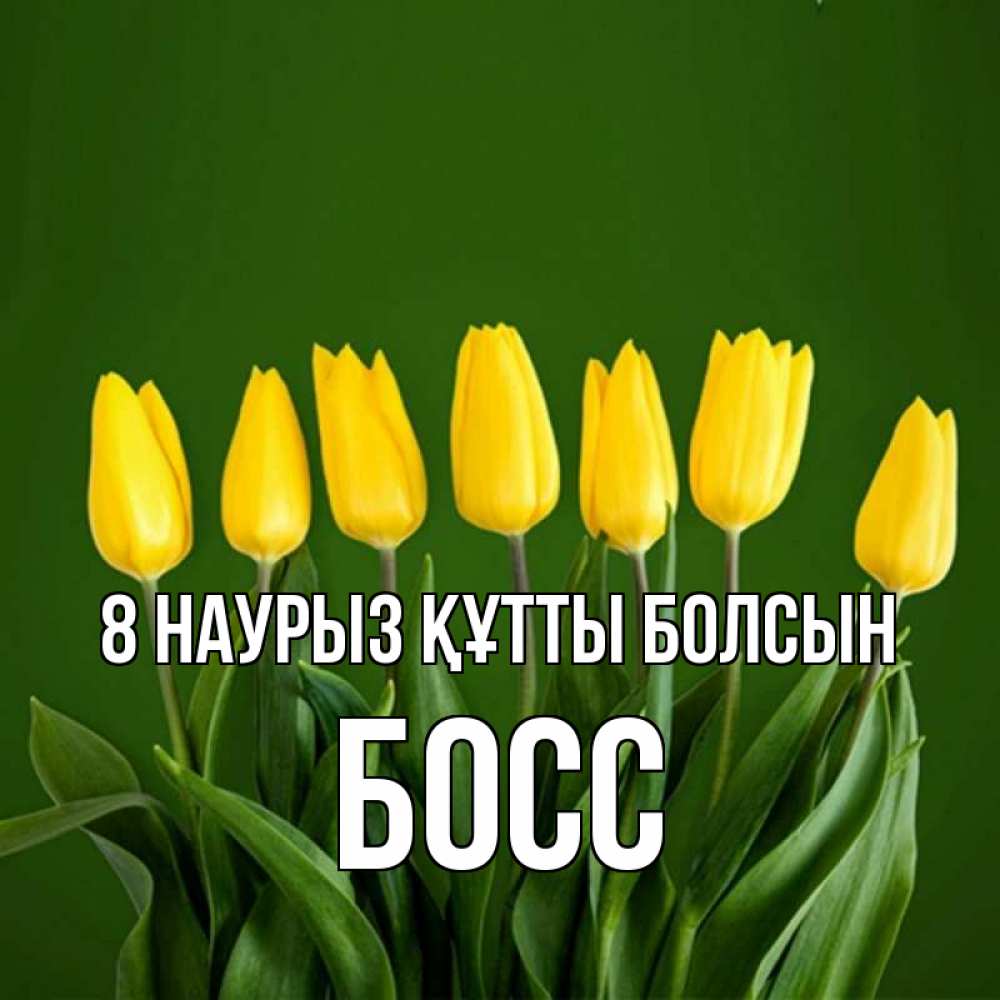 Күн сайын ашық хат с именем, Босс 8 наурыз құтты болсын желтого цвета 3 Онлайн тегін жүктеп алу тілектері бар керемет карта 