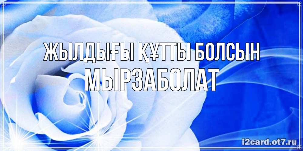 Күн сайын ашық хат с именем, Мырзаболат Жылдығы құтты болсын белая роза на голубом фоне Онлайн тегін жүктеп алу тілектері бар керемет карта 
