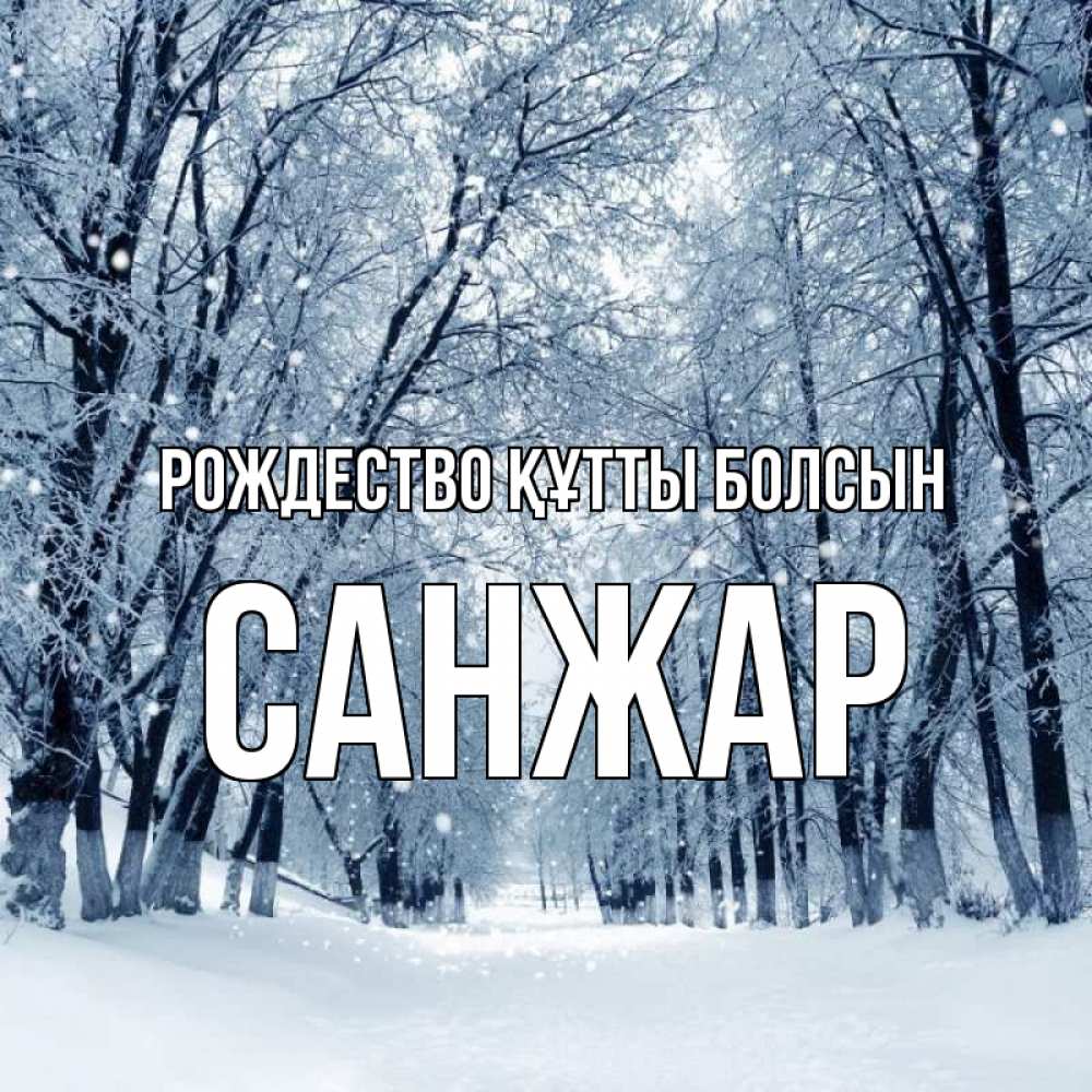 Күн сайын ашық хат с именем, САНЖАР Рождество құтты болсын снег, лес, парк Онлайн тегін жүктеп алу тілектері бар керемет карта 