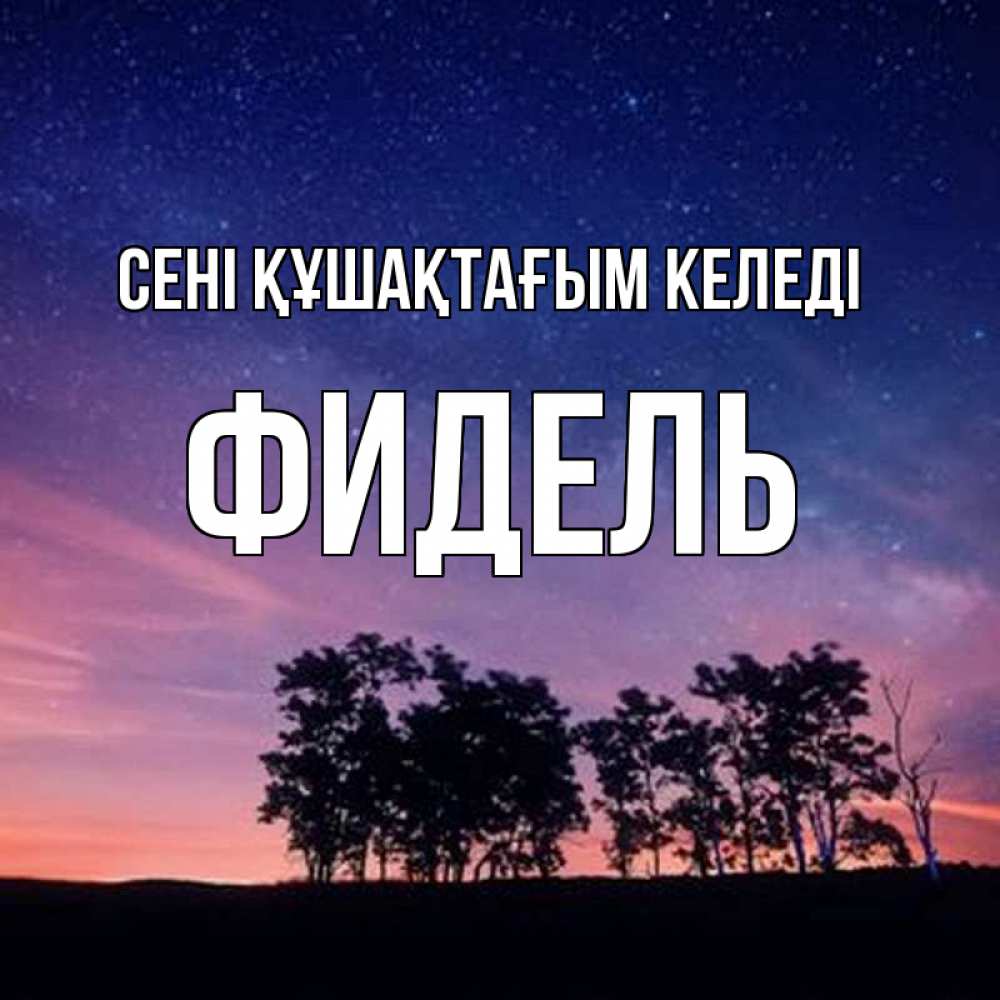 Күн сайын ашық хат с именем, Фидель сені құшақтағым келеді силуэты деревьев Онлайн тегін жүктеп алу тілектері бар керемет карта 