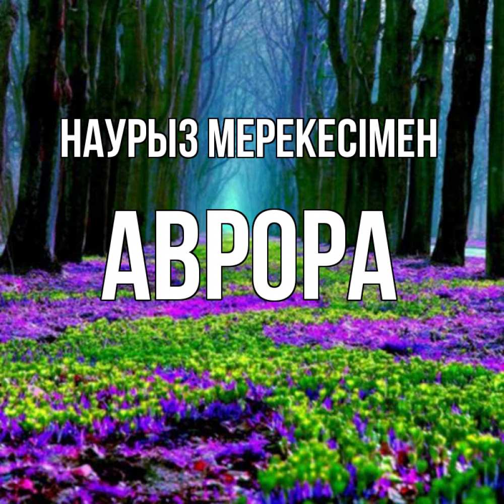 Күн сайын ашық хат с именем, Аврора Наурыз мерекесімен фиолетовые цветы в лесу 1 Онлайн тегін жүктеп алу тілектері бар керемет карта 
