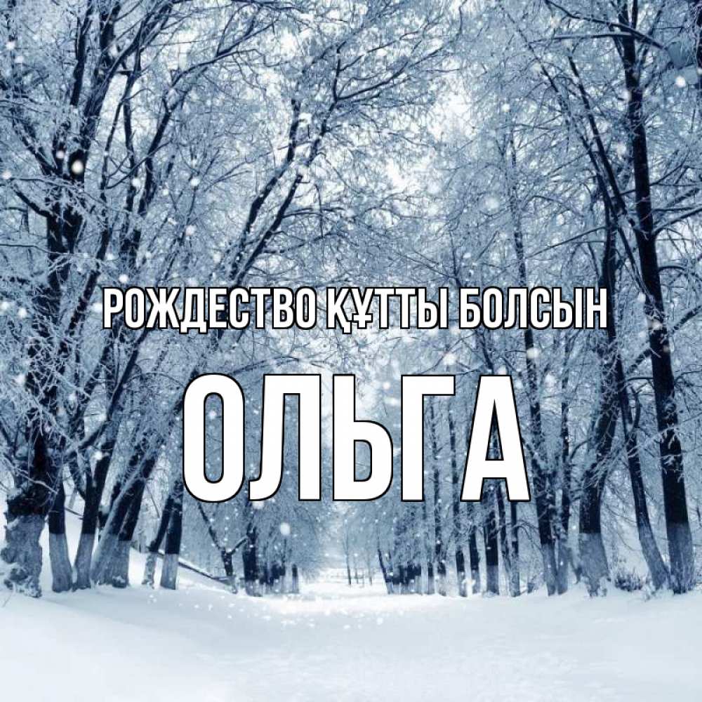 Күн сайын ашық хат с именем, Ольга Рождество құтты болсын снег, лес, парк Онлайн тегін жүктеп алу тілектері бар керемет карта 