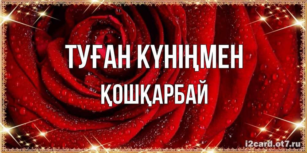 Күн сайын ашық хат с именем, ҚОШҚАРБАЙ Туған күніңмен роса на розе блестящая в лучах солнца Онлайн тегін жүктеп алу тілектері бар керемет карта 