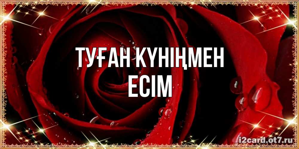 Күн сайын ашық хат с именем, Есім Туған күніңмен цветок в росе на день рождения Онлайн тегін жүктеп алу тілектері бар керемет карта 