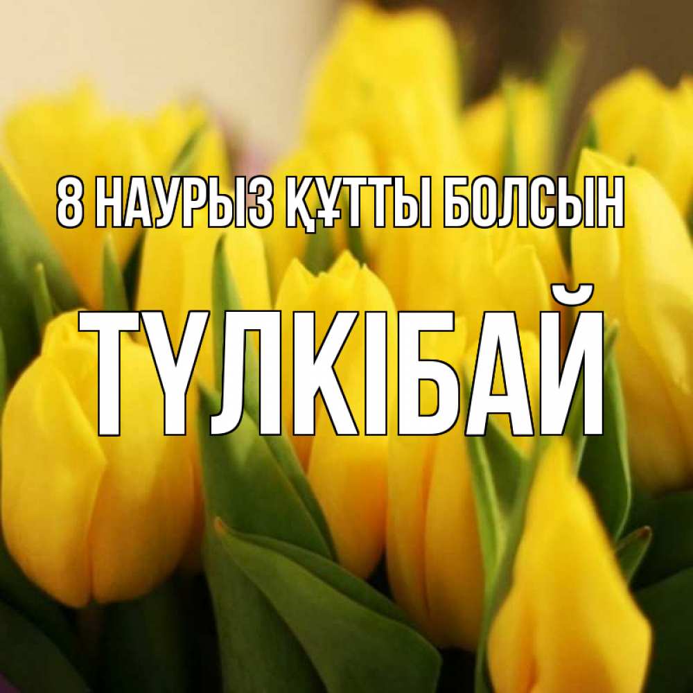 Күн сайын ашық хат с именем, ТҮЛКІБАЙ 8 наурыз құтты болсын цветы Онлайн тегін жүктеп алу тілектері бар керемет карта 