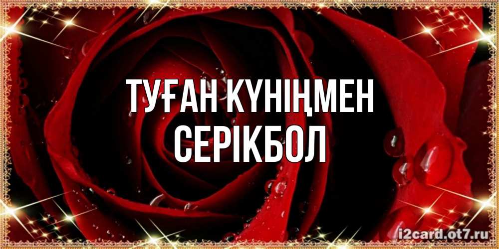 Күн сайын ашық хат с именем, СЕРІКБОЛ Туған күніңмен цветок в росе на день рождения Онлайн тегін жүктеп алу тілектері бар керемет карта 
