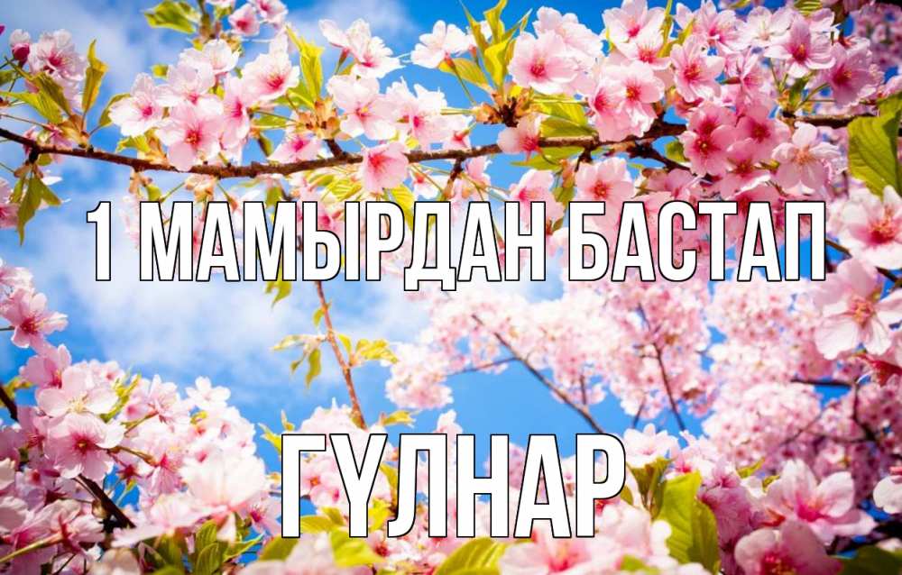 Күн сайын ашық хат с именем, ГҮЛНАР 1 мамырдан бастап С 1 мая Онлайн тегін жүктеп алу тілектері бар керемет карта 
