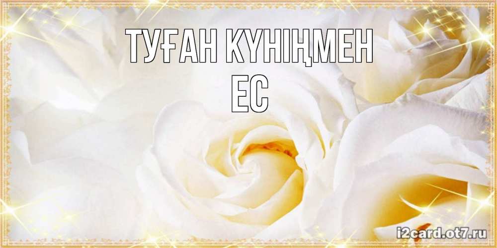 Күн сайын ашық хат с именем, Ес Туған күніңмен красивые розы и капли росы на этих чудесных цветах Онлайн тегін жүктеп алу тілектері бар керемет карта 