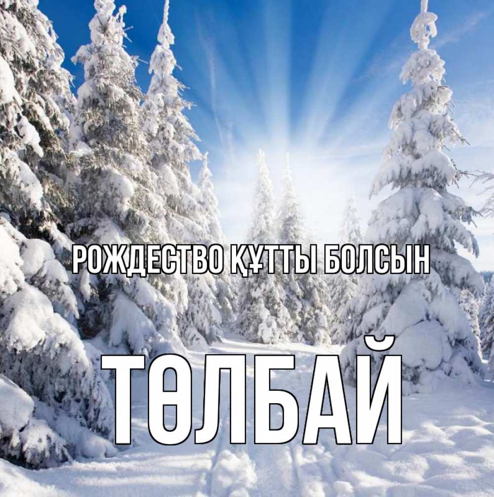 Күн сайын ашық хат с именем, ТӨЛБАЙ Рождество құтты болсын зима, лес Онлайн тегін жүктеп алу тілектері бар керемет карта 