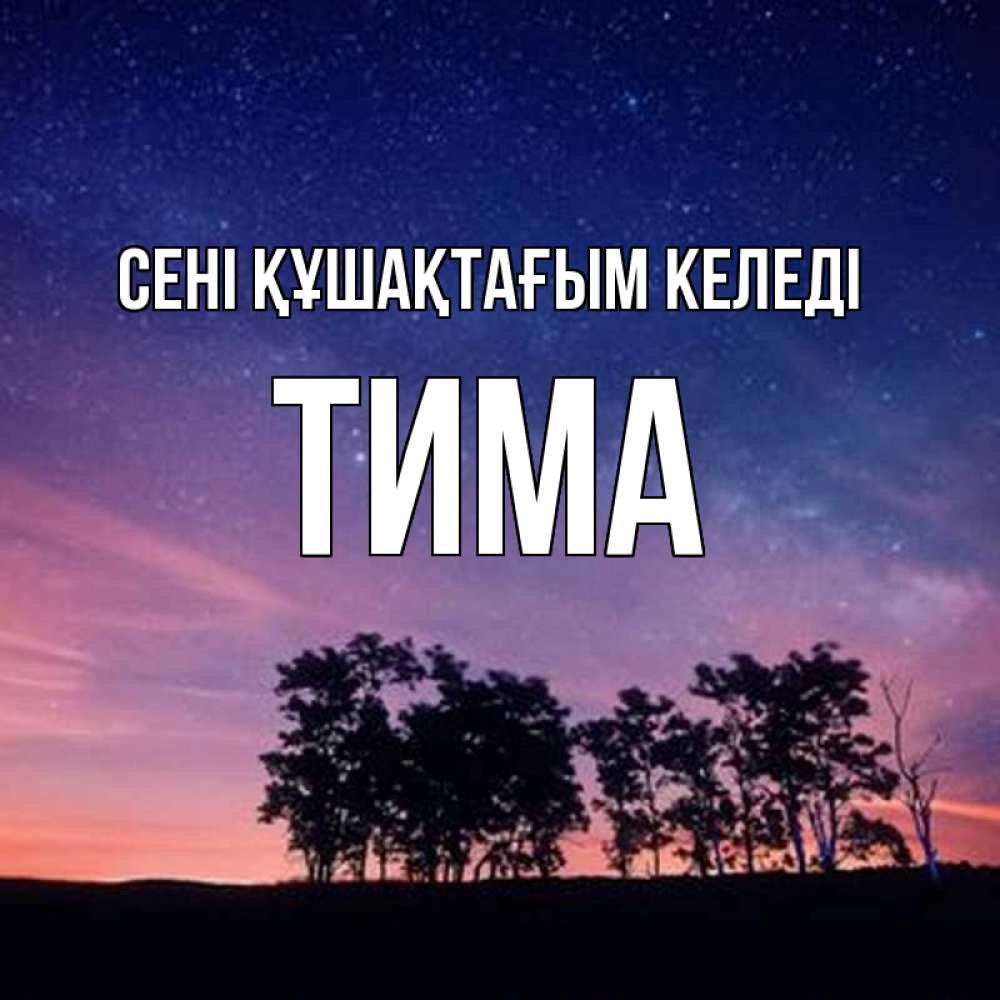 Күн сайын ашық хат с именем, Тима сені құшақтағым келеді силуэты деревьев Онлайн тегін жүктеп алу тілектері бар керемет карта 