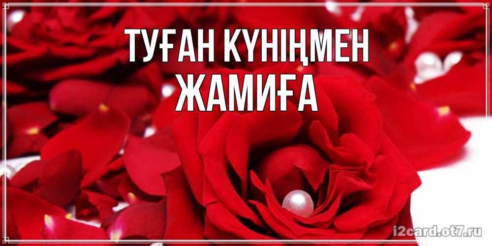 Күн сайын ашық хат с именем, ЖАМИҒА Туған күніңмен роза с жемчужиной на открытке для любимых Онлайн тегін жүктеп алу тілектері бар керемет карта 