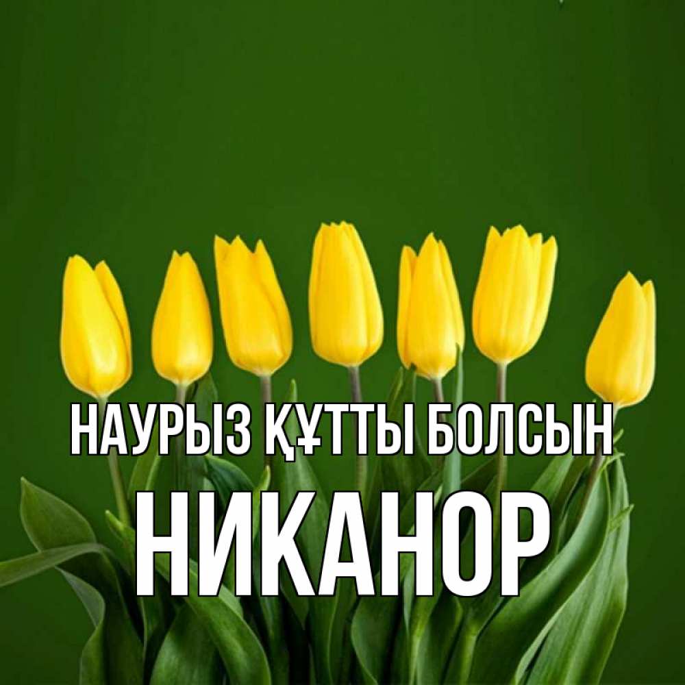 Күн сайын ашық хат с именем, Никанор Наурыз құтты болсын желтого цвета 3 Онлайн тегін жүктеп алу тілектері бар керемет карта 