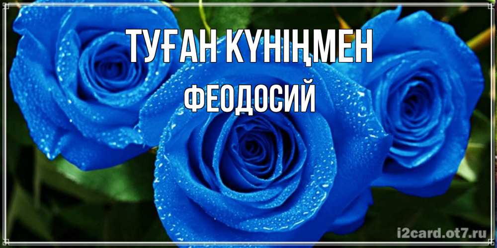 Күн сайын ашық хат с именем, Феодосий Туған күніңмен розы с синим цветом Онлайн тегін жүктеп алу тілектері бар керемет карта 