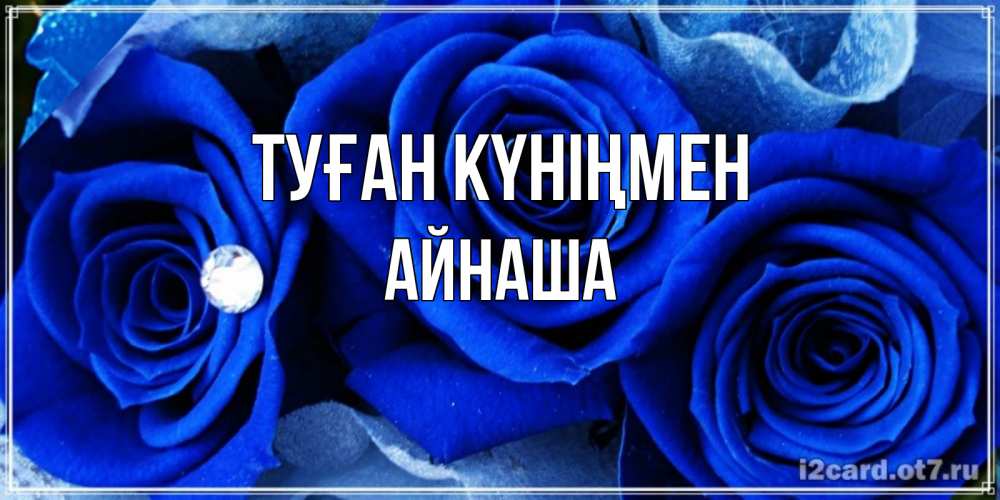 Күн сайын ашық хат с именем, АЙНАША Туған күніңмен синие розы в росе Онлайн тегін жүктеп алу тілектері бар керемет карта 