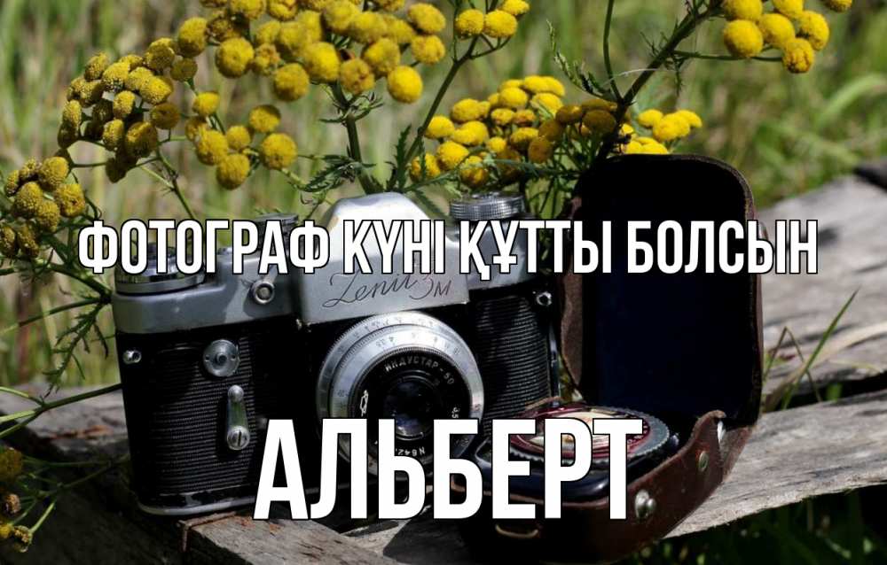 Күн сайын ашық хат с именем, Альберт Фотограф күні құтты болсын с днем фотографа Онлайн тегін жүктеп алу тілектері бар керемет карта 