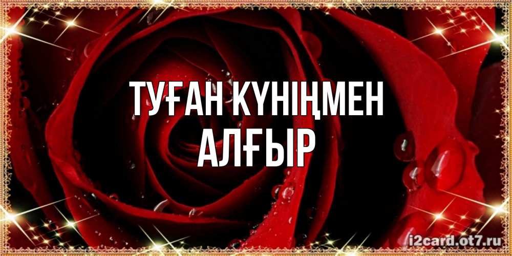 Күн сайын ашық хат с именем, Алғыр Туған күніңмен цветок в росе на день рождения Онлайн тегін жүктеп алу тілектері бар керемет карта 