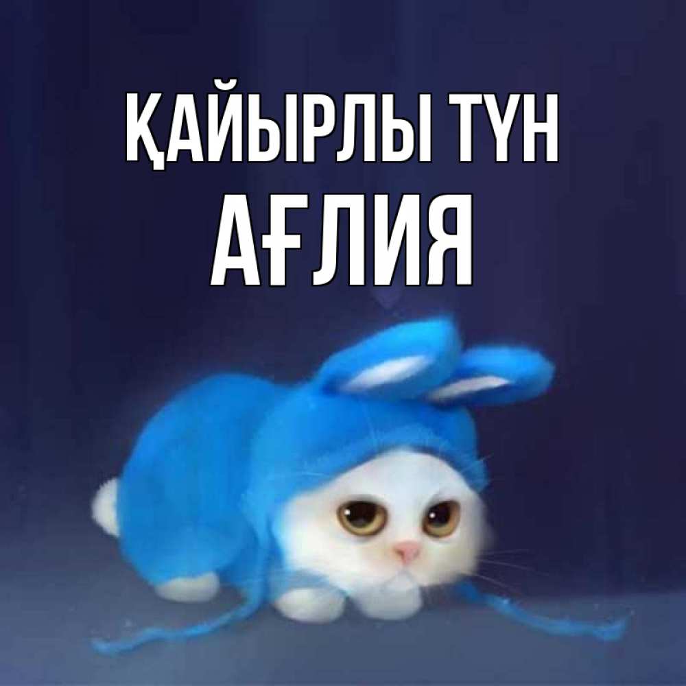 Күн сайын ашық хат с именем, АҒЛИЯ Қайырлы түн кот в голубом костюме кролика с ушками Онлайн тегін жүктеп алу тілектері бар керемет карта 