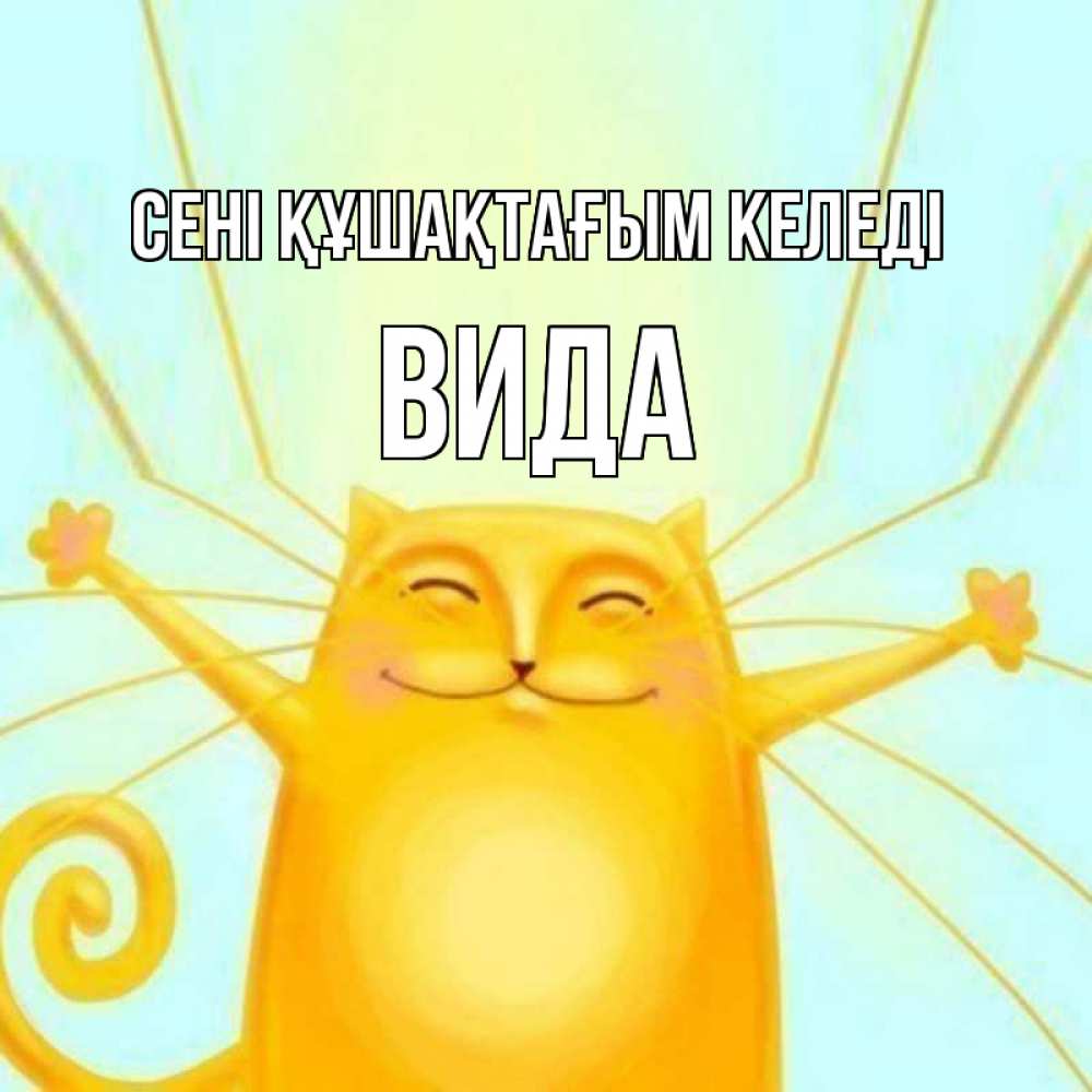 Күн сайын ашық хат с именем, Вида сені құшақтағым келеді солнечный обнимашечный кот Онлайн тегін жүктеп алу тілектері бар керемет карта 
