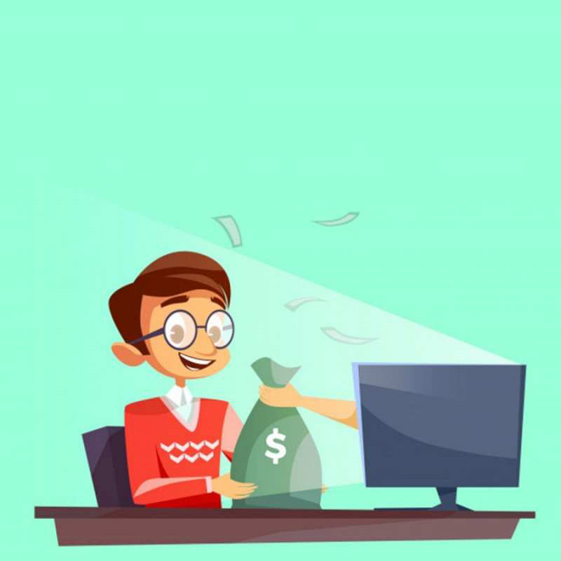 Открытка заработал деньги онлайн  мешок денег из монитора  Саған сәттілік тілеймін 