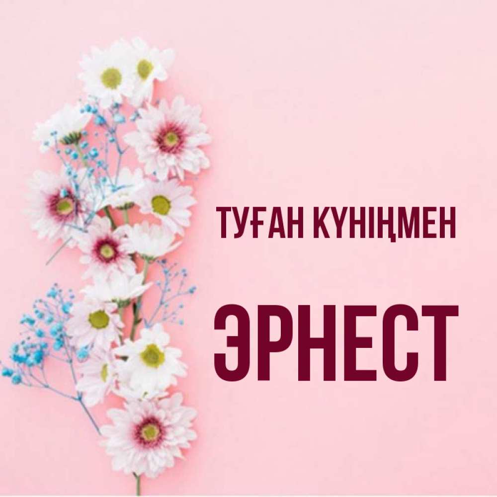 Күн сайын ашық хат с именем, Эрнест Туған күніңмен Родная моя с днем рождения тебя картинка с цветами белыми и голубыми Онлайн тегін жүктеп алу тілектері бар керемет карта 