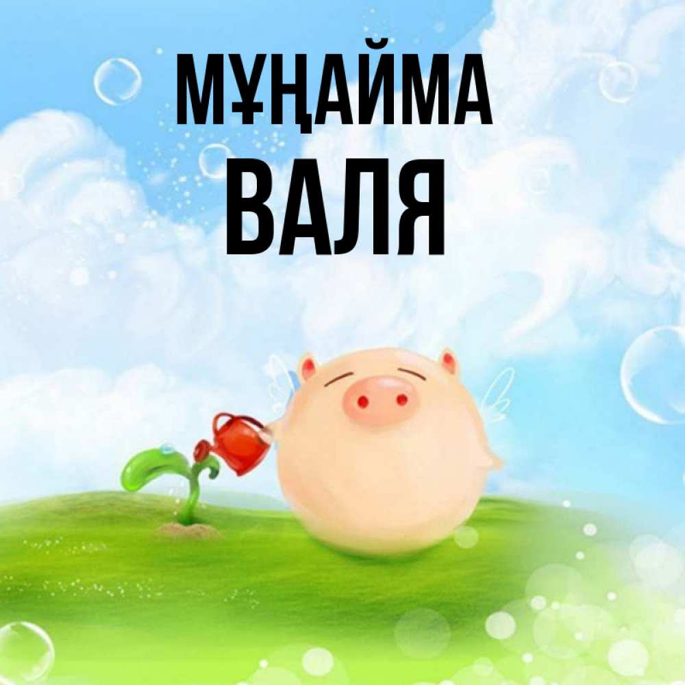 Күн сайын ашық хат с именем, Валя Мұңайма поливает цветок порося Онлайн тегін жүктеп алу тілектері бар керемет карта 