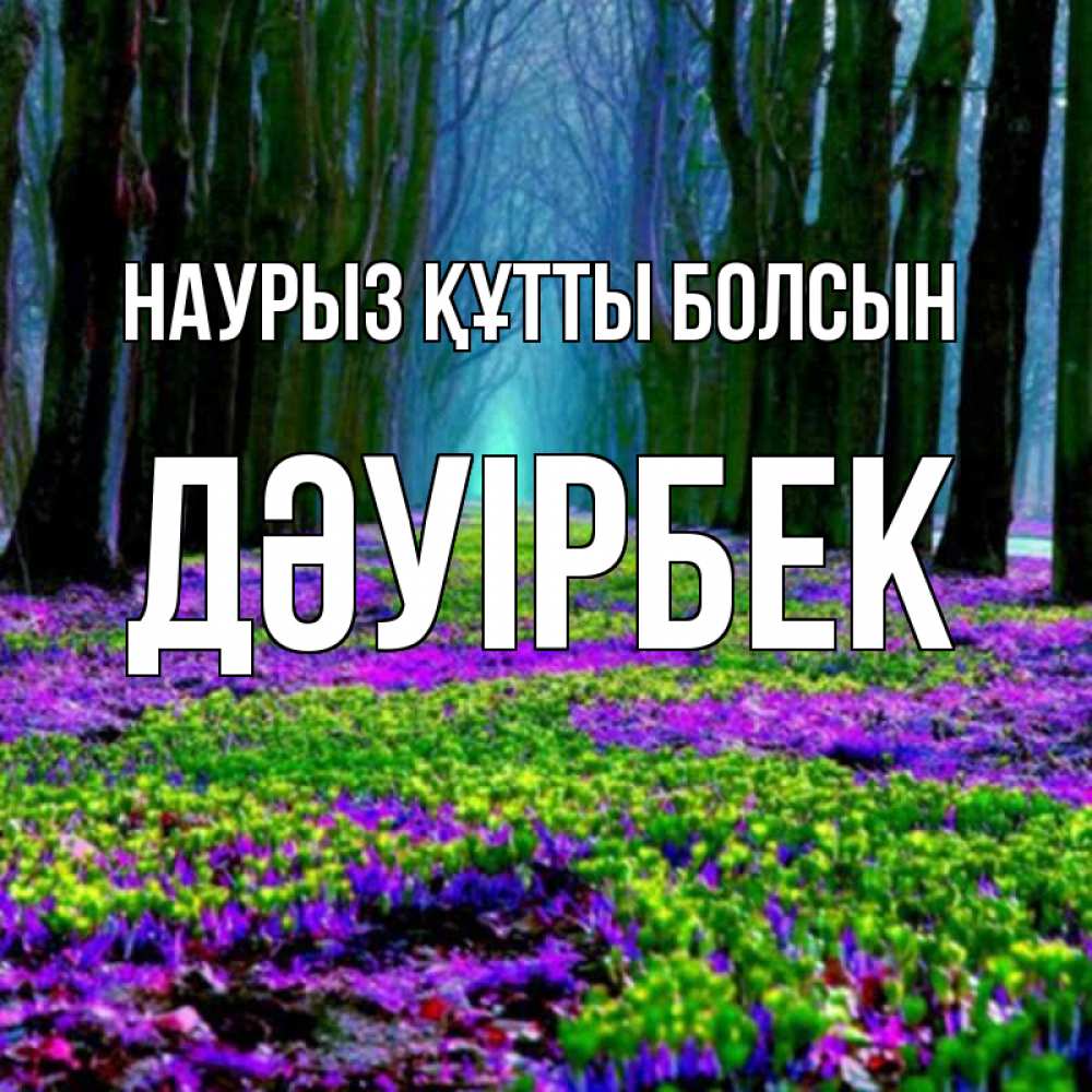 Күн сайын ашық хат с именем, Дәуірбек Наурыз құтты болсын фиолетовые цветы в лесу 1 Онлайн тегін жүктеп алу тілектері бар керемет карта 