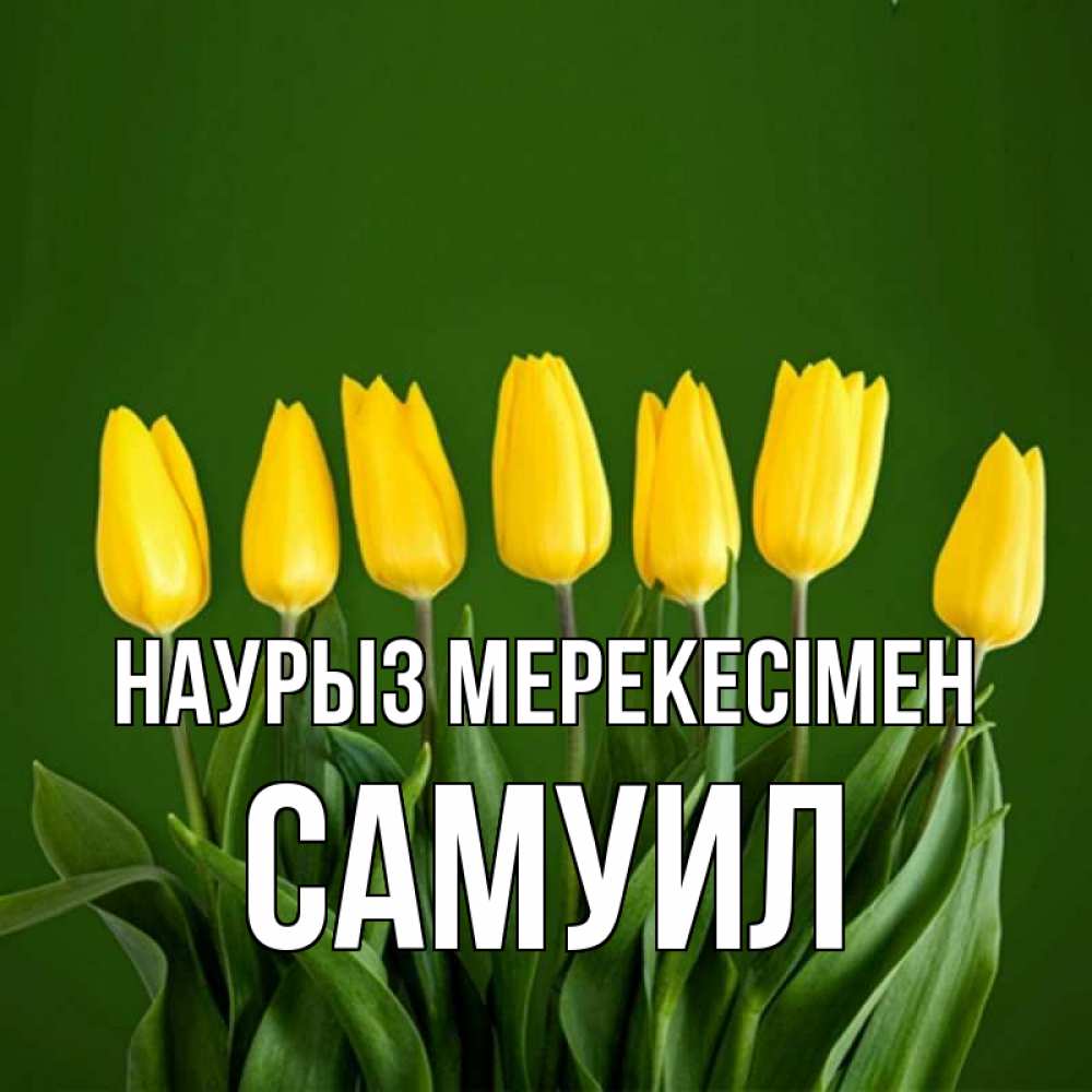 Күн сайын ашық хат с именем, Самуил Наурыз мерекесімен желтого цвета 3 Онлайн тегін жүктеп алу тілектері бар керемет карта 