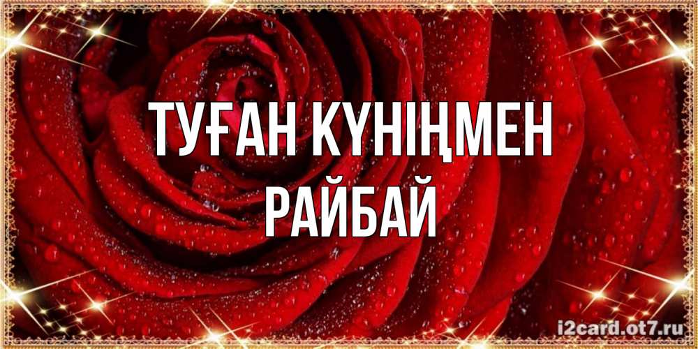 Күн сайын ашық хат с именем, РАЙБАЙ Туған күніңмен роса на розе блестящая в лучах солнца Онлайн тегін жүктеп алу тілектері бар керемет карта 