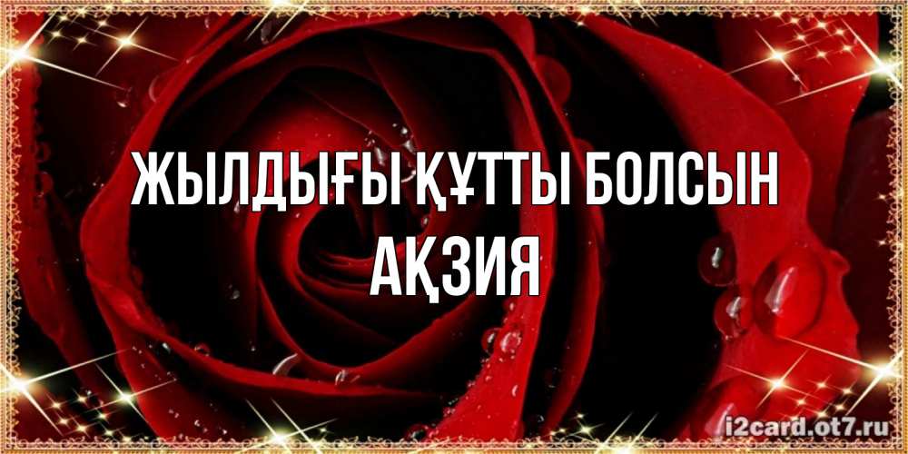 Күн сайын ашық хат с именем, Ақзия Жылдығы құтты болсын цветок в росе на день рождения Онлайн тегін жүктеп алу тілектері бар керемет карта 