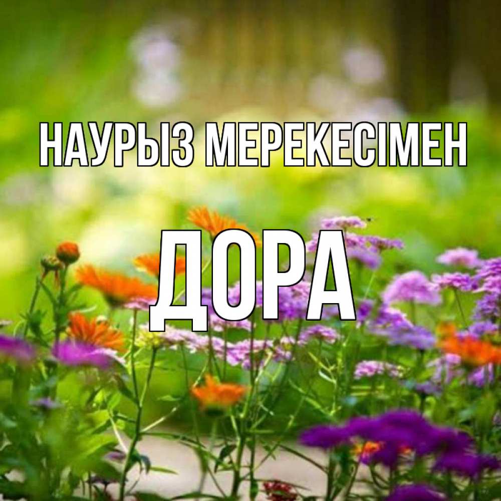 Күн сайын ашық хат с именем, Дора Наурыз мерекесімен цветы Онлайн тегін жүктеп алу тілектері бар керемет карта 