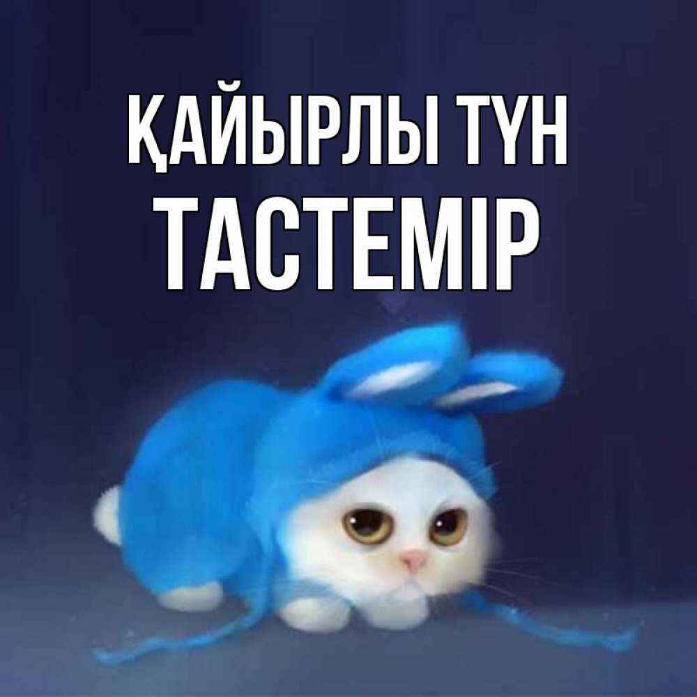 Күн сайын ашық хат с именем, ТАСТЕМІР Қайырлы түн кот в голубом костюме кролика с ушками Онлайн тегін жүктеп алу тілектері бар керемет карта 