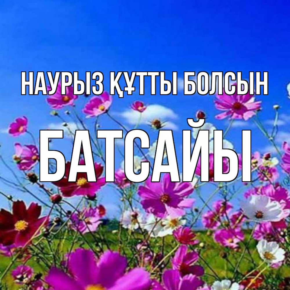 Күн сайын ашық хат с именем, Батсайы Наурыз құтты болсын цветы Онлайн тегін жүктеп алу тілектері бар керемет карта 