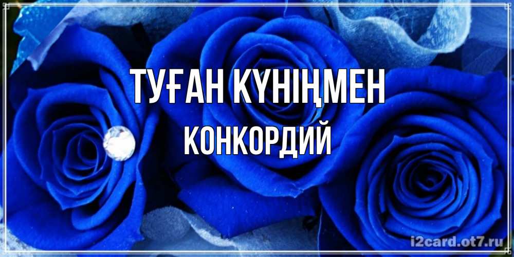 Күн сайын ашық хат с именем, Конкордий Туған күніңмен синие розы в росе Онлайн тегін жүктеп алу тілектері бар керемет карта 