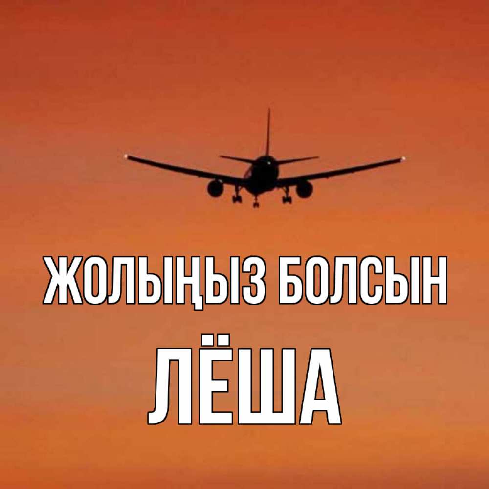 Күн сайын ашық хат с именем, Лёша Жолыңыз болсын силуэт самолета Онлайн тегін жүктеп алу тілектері бар керемет карта 