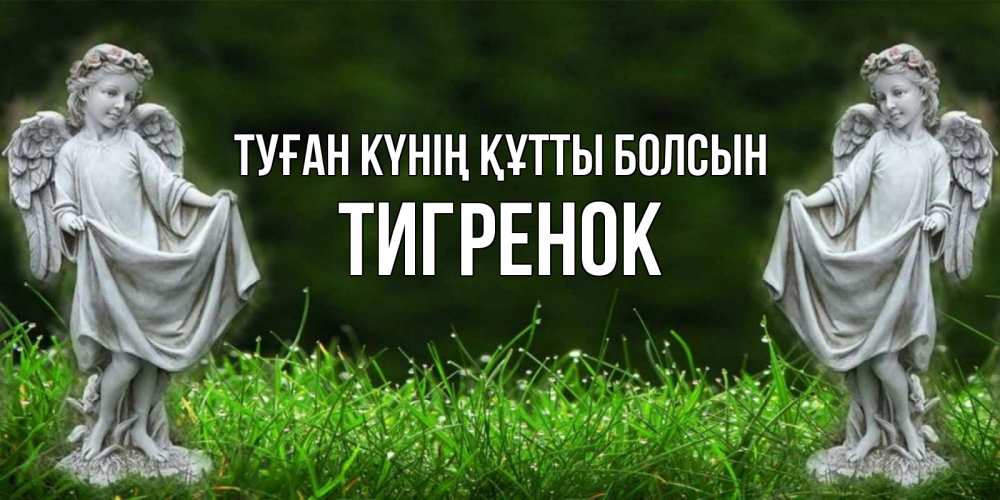 Күн сайын ашық хат с именем, Тигренок Туған күнің құтты болсын небо, ангел, девушка Онлайн тегін жүктеп алу тілектері бар керемет карта 