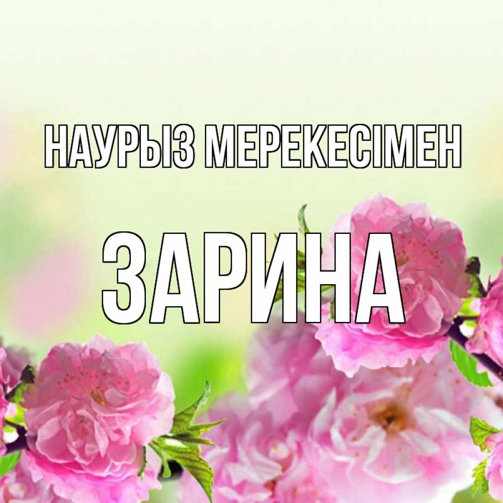 Күн сайын ашық хат с именем, ЗАРИНА Наурыз мерекесімен цветы Онлайн тегін жүктеп алу тілектері бар керемет карта 