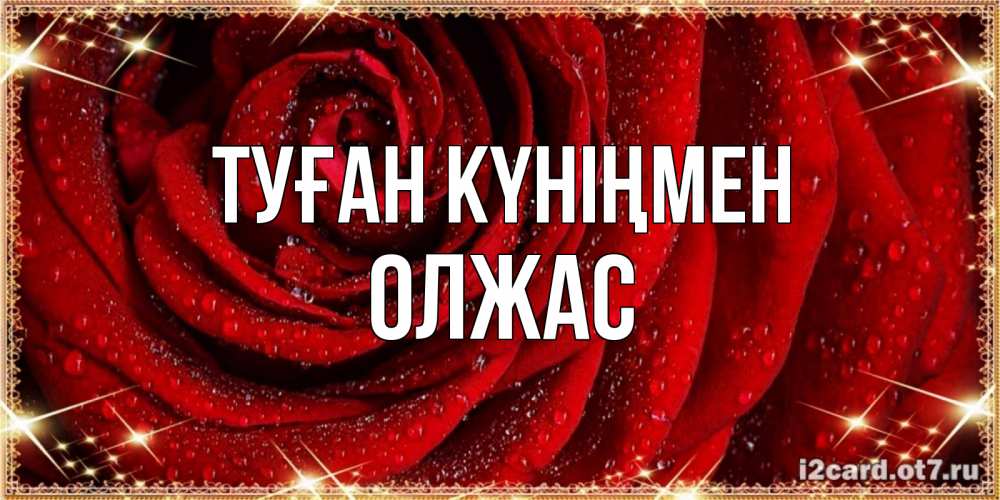 Күн сайын ашық хат с именем, ОЛЖАС Туған күніңмен роса на розе блестящая в лучах солнца Онлайн тегін жүктеп алу тілектері бар керемет карта 