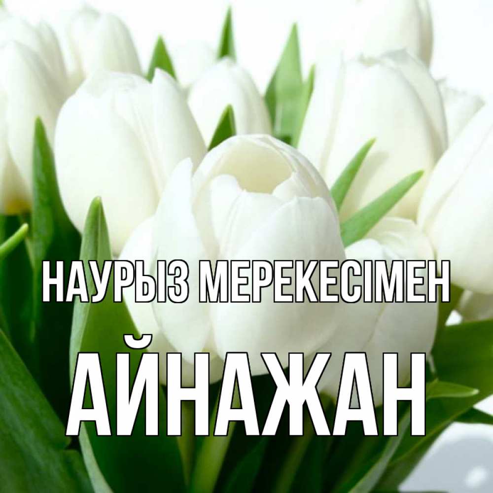 Күн сайын ашық хат с именем, Айнажан Наурыз мерекесімен цветы Онлайн тегін жүктеп алу тілектері бар керемет карта 