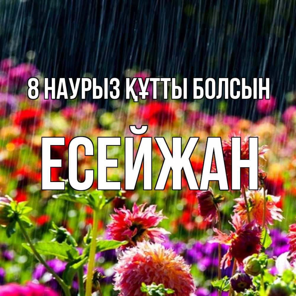 Күн сайын ашық хат с именем, Есейжан 8 наурыз құтты болсын цветы под дождиком к международному женскому дню Онлайн тегін жүктеп алу тілектері бар керемет карта 